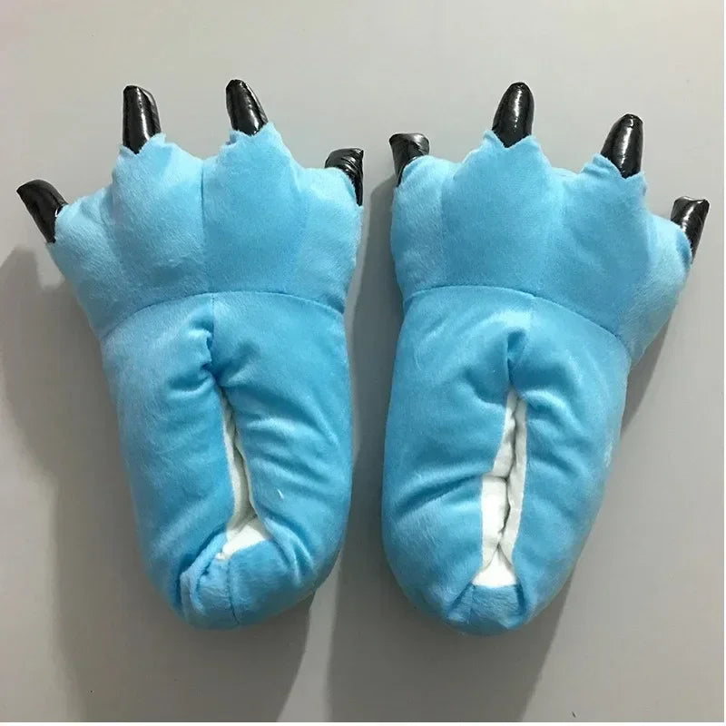 Winter Soft Warm Monster Dinosaur Paw Funny Slippers for Men Women Kids Parent-child Home House Slipper Shoes Room Cotton Shoes