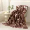 Flannel Blanket Plush Striped Blanket Fleece Blankets for Winter Soft Lightweight Fuzzy Cozy Luxury Microfiber
