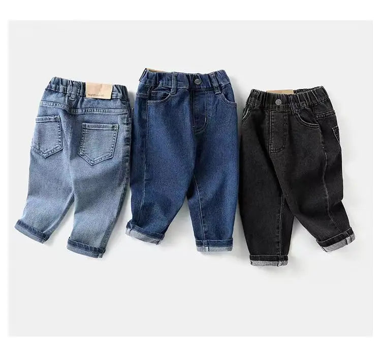 Kids Boys Jeans 2023 Spring And Autumn New Fashionable Elastic Children's Clothing Boys Loose Thin Denim Long Pants
