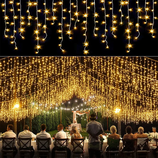 4M LED Curtain Icicle String lights Christmas Garland Faiy Light Droop 0.4-0.6m Xmas Garden Street Outdoor Decorative Lighting