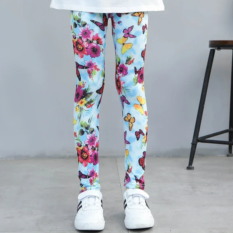 Girls Leggings 2024 Spring and Autumn Thin Children's Stretch Printed Pants Korean Fashion Children Pants Summer Clothing 2-12Y