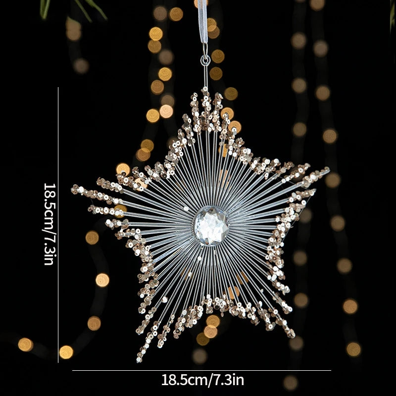 Sparkling Christmas Tree Decorations Acrylic Shinny Christmas Ornaments Keychains Car Ornaments Pendent Navidad Gifts Elk Star