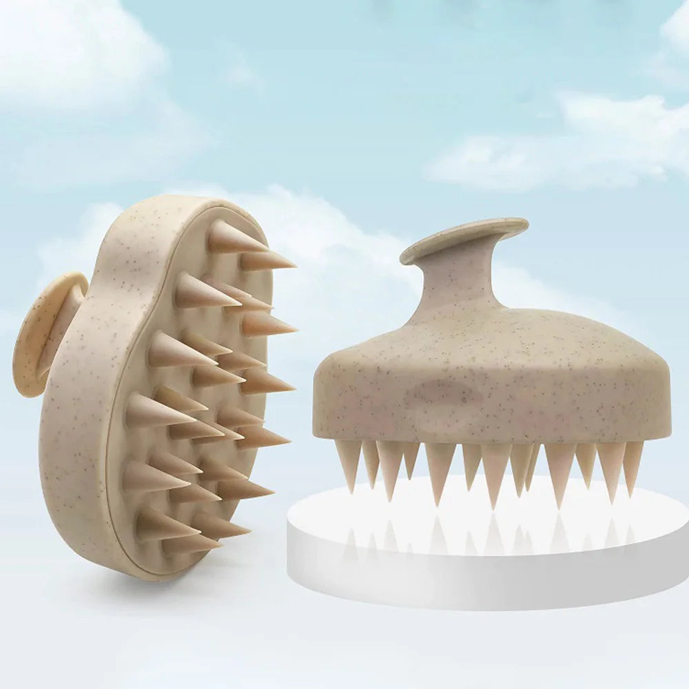 Silicone Hair Wash Brush Wheat Straw Silicone Hair Wash Brush Head Brush Scalp Stop Itch Scratching Comb Hairdressing Set