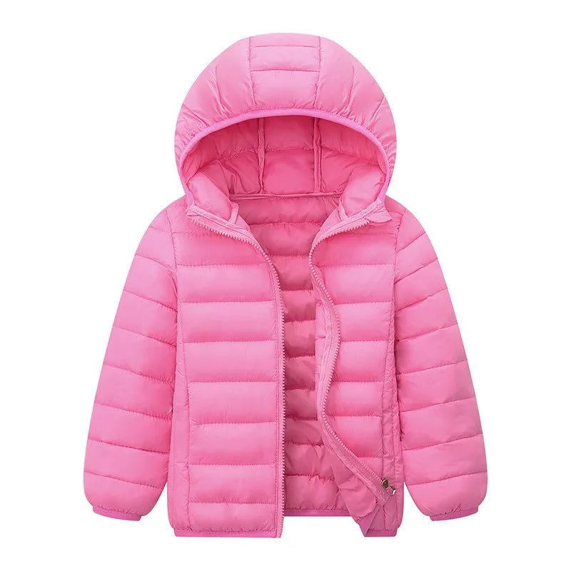 Kids Down Jackets For 3-14 Years Autumn Winter Boys Girls Warm Solid Down Coats Teens Hooded Zipper Outerwear Children Clothing