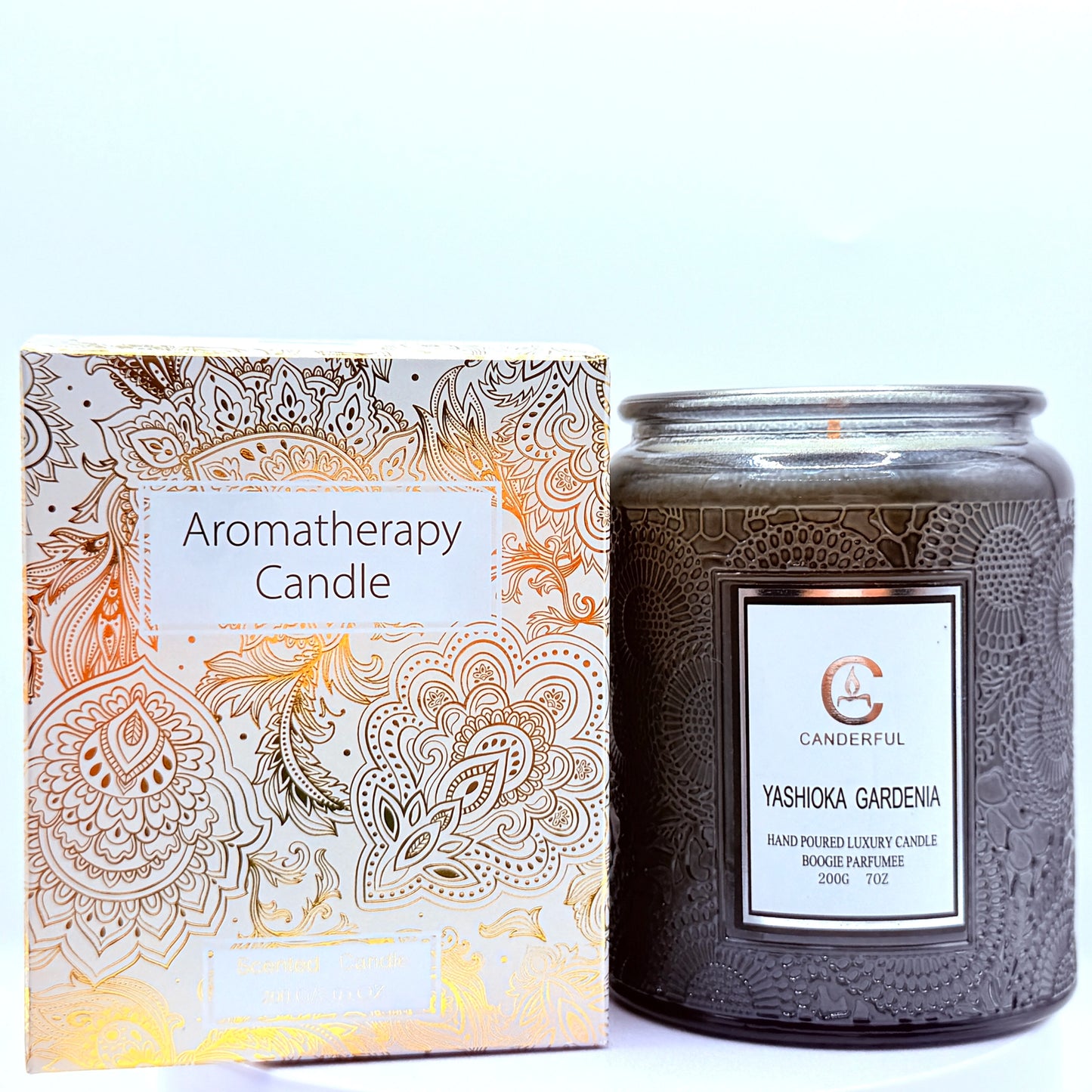 Embossed Glass Scented Candle Soy Wax Aromatherapy Candle | 5 Scents | 40 Hour Long Burn | Plant Essential Oil Clean Burn