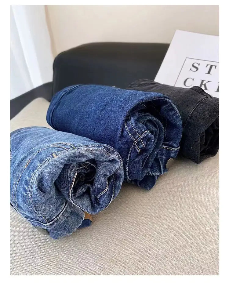 Kids Boys Jeans 2023 Spring And Autumn New Fashionable Elastic Children's Clothing Boys Loose Thin Denim Long Pants