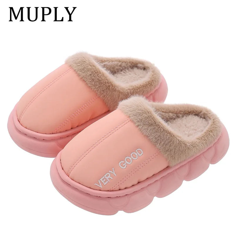 Children Cotton Shoes Britain Style Kids Classic Slippers Solid Color Sewing Plush Warm Winter Boys Girls Fashion Slippers