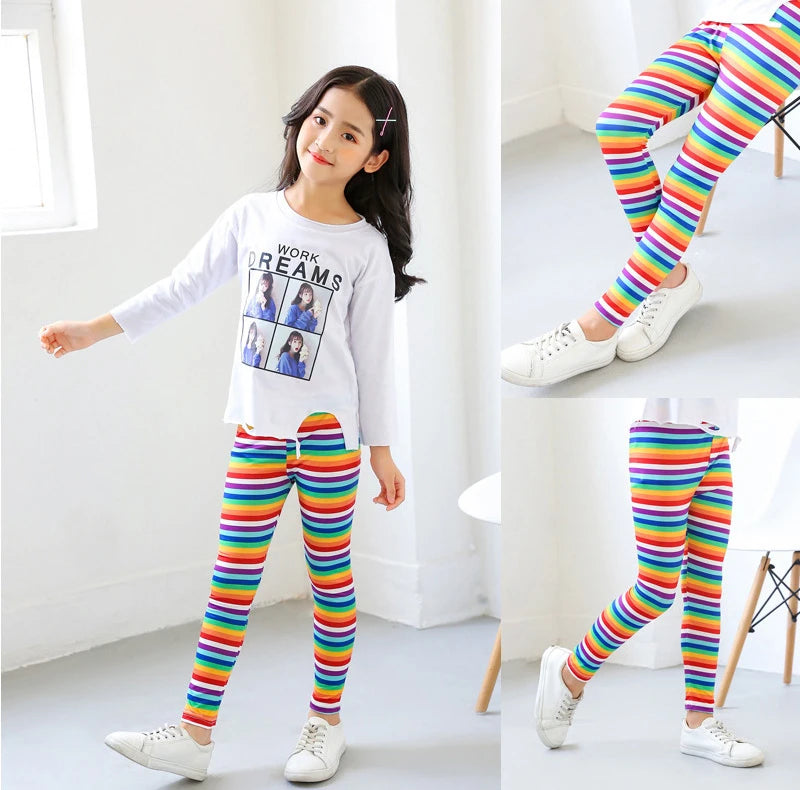 Girls Leggings 2024 Spring and Autumn Thin Children's Stretch Printed Pants Korean Fashion Children Pants Summer Clothing 2-12Y