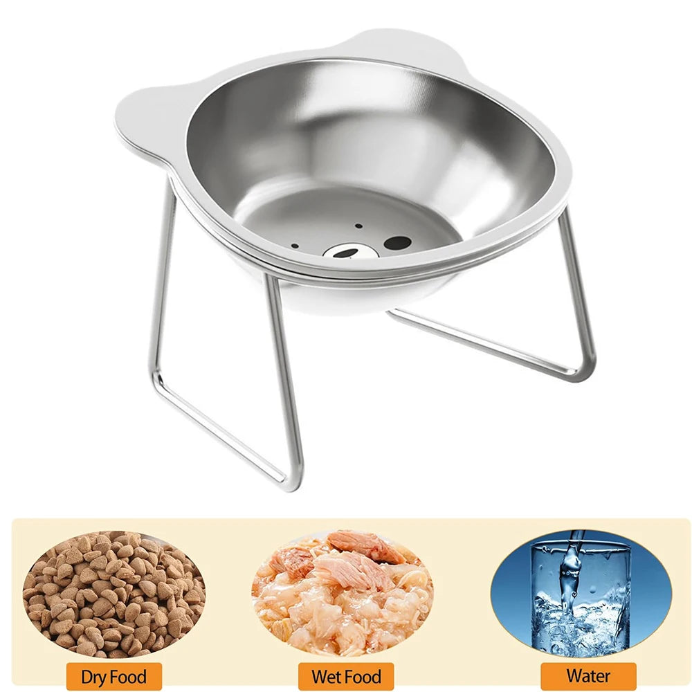 Stainless Steel Cat Bowls Raised Whisker Fatigue Relief Cat Plates Pet Water Dish Kitten Bowls Pet Bowls for Cats Food Bowls