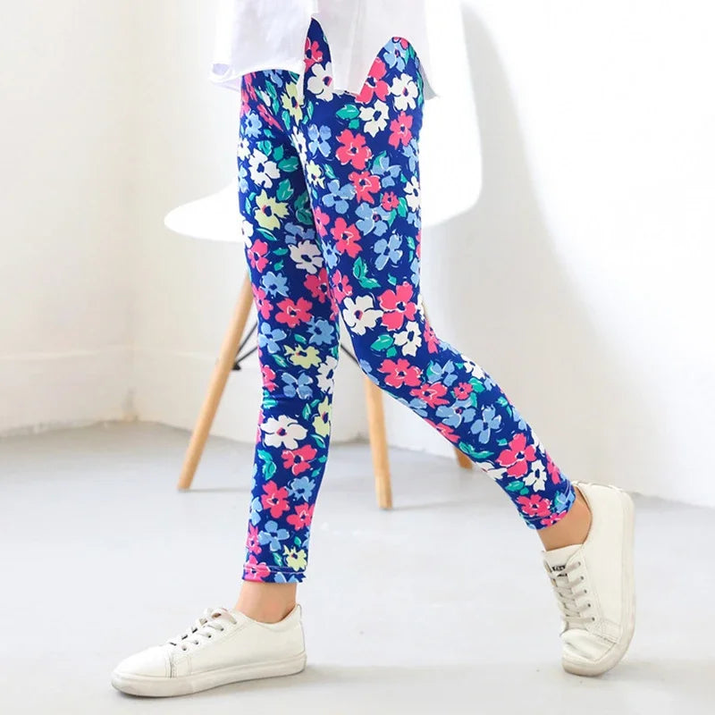 Girls Leggings 2024 Spring and Autumn Thin Children's Stretch Printed Pants Korean Fashion Children Pants Summer Clothing 2-12Y