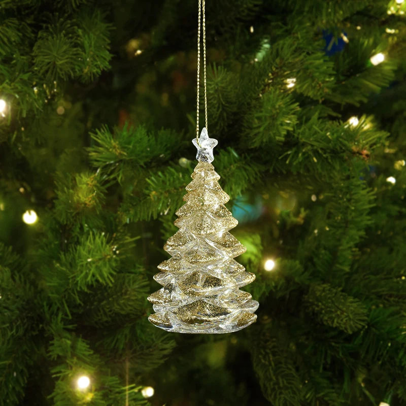 Xmas Tree Transparent Snowflake Hanging Ornaments Acrylic Pendant 2025 Christmas Decoration for Home Navidad Gifts New Year 2026