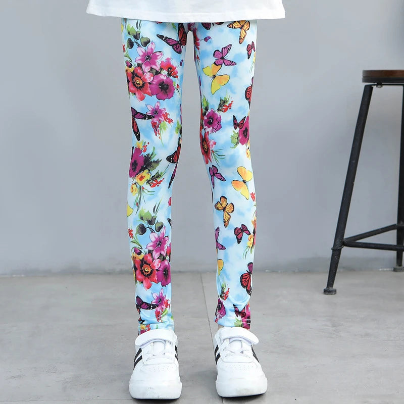 Girls Leggings 2024 Spring and Autumn Thin Children's Stretch Printed Pants Korean Fashion Children Pants Summer Clothing 2-12Y