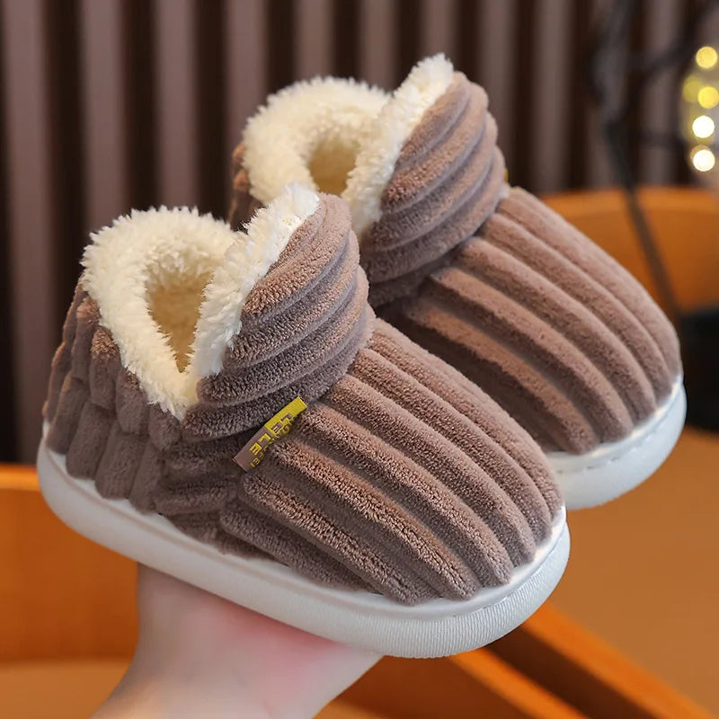 Smile Pop Winter Children's Cotton Slippers For Boys And Girls Non-slip Warm Slippers Children's Plush Home Baby Cotton Slippers