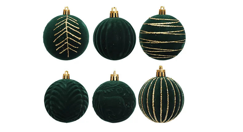 6/12pcs 6cm Wine Red Christmas Ball Ornaments Dark Green White Christmas Tree Party Decoration New Christmas Spheres Pendant