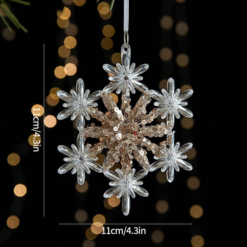 Sparkling Christmas Tree Decorations Acrylic Shinny Christmas Ornaments Keychains Car Ornaments Pendent Navidad Gifts Elk Star