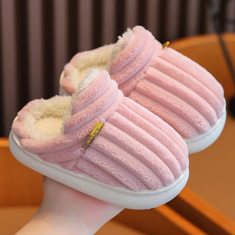 Smile Pop Winter Children's Cotton Slippers For Boys And Girls Non-slip Warm Slippers Children's Plush Home Baby Cotton Slippers