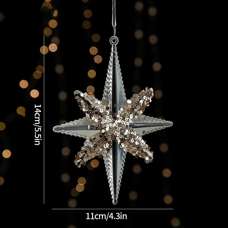 Sparkling Christmas Tree Decorations Acrylic Shinny Christmas Ornaments Keychains Car Ornaments Pendent Navidad Gifts Elk Star