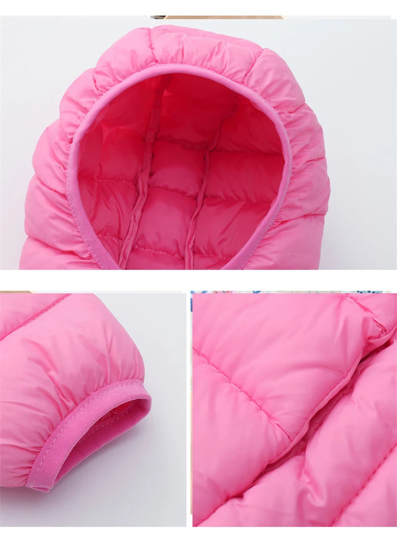 Kids Down Jackets For 3-14 Years Autumn Winter Boys Girls Warm Solid Down Coats Teens Hooded Zipper Outerwear Children Clothing