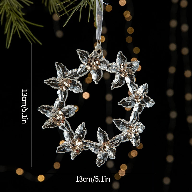 Sparkling Christmas Tree Decorations Acrylic Shinny Christmas Ornaments Keychains Car Ornaments Pendent Navidad Gifts Elk Star