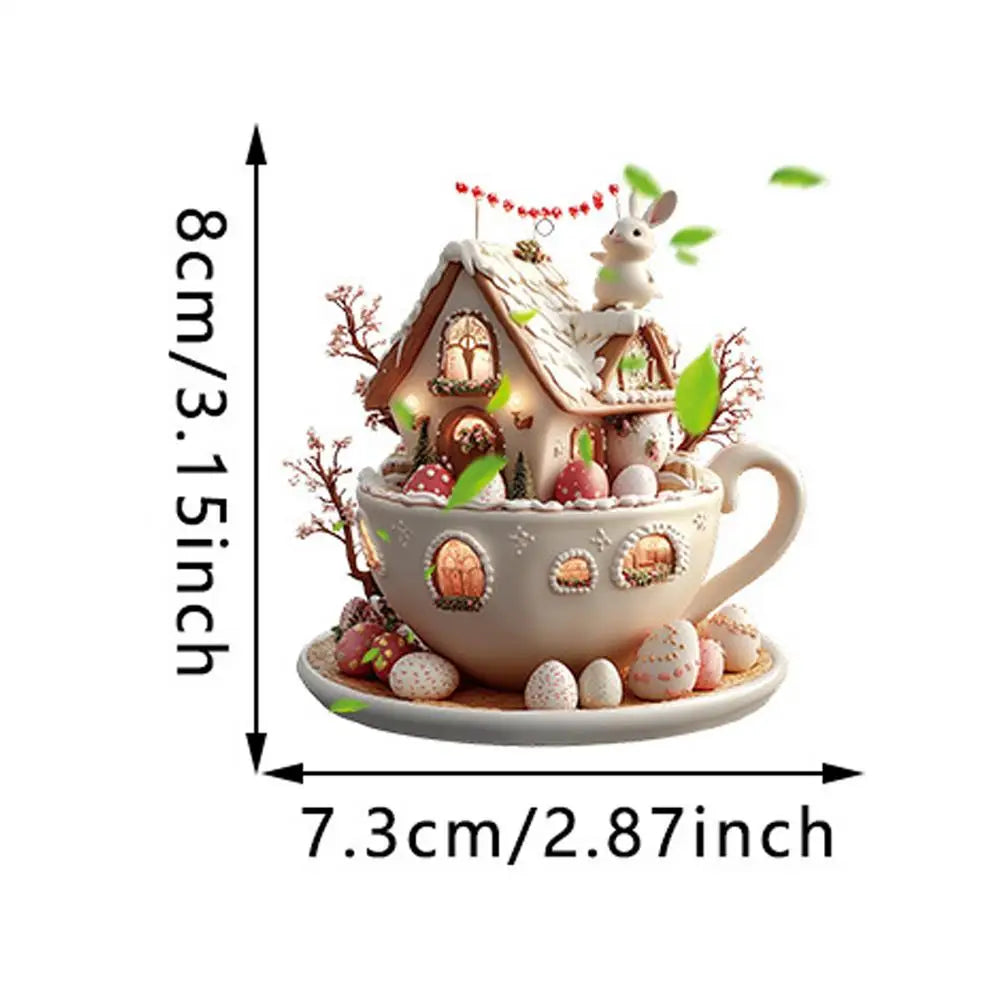 Christmas Coffee Cup Ornaments Coffee Mug Tree Hanging Decorative  Xmas Navidad 2025 New Year Easter Bunny Party Supplies