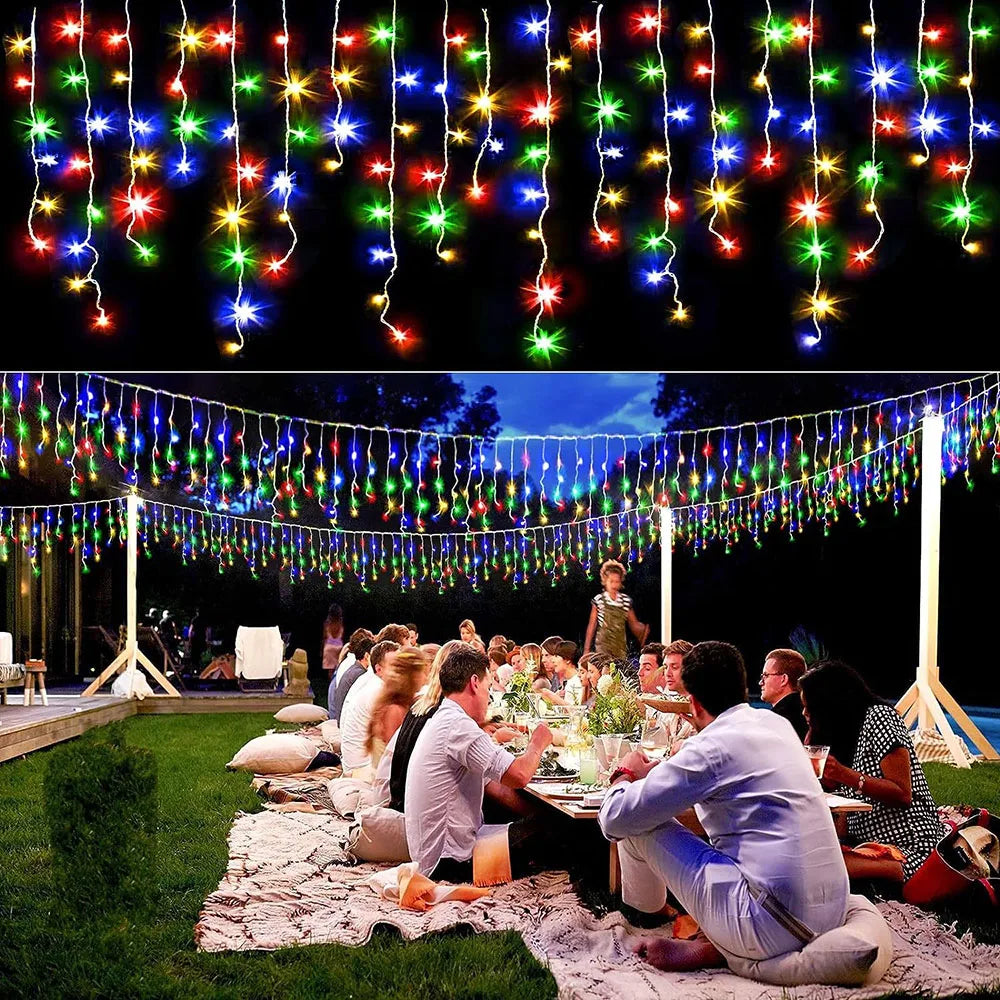 5M Christmas Garland LED Curtain Icicle String Lights Droop 0.4-0.6m AC 220V Garden Street Outdoor Decorative Holiday Light