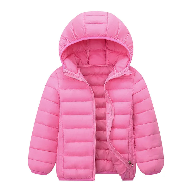 Kids Down Jackets For 3-14 Years Autumn Winter Boys Girls Warm Solid Down Coats Teens Hooded Zipper Outerwear Children Clothing