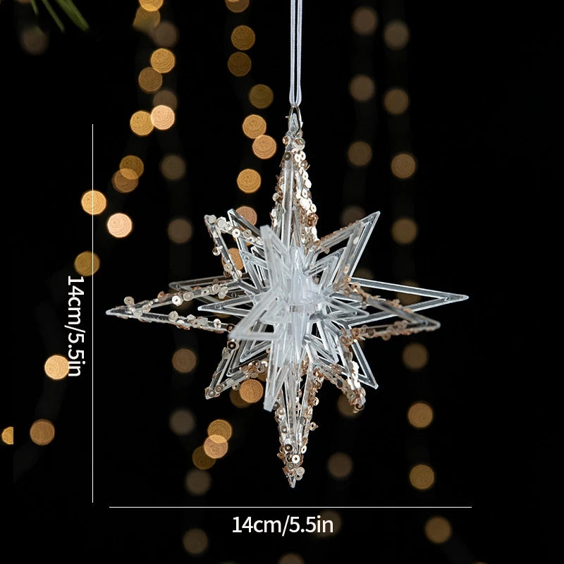 Sparkling Christmas Tree Decorations Acrylic Shinny Christmas Ornaments Keychains Car Ornaments Pendent Navidad Gifts Elk Star