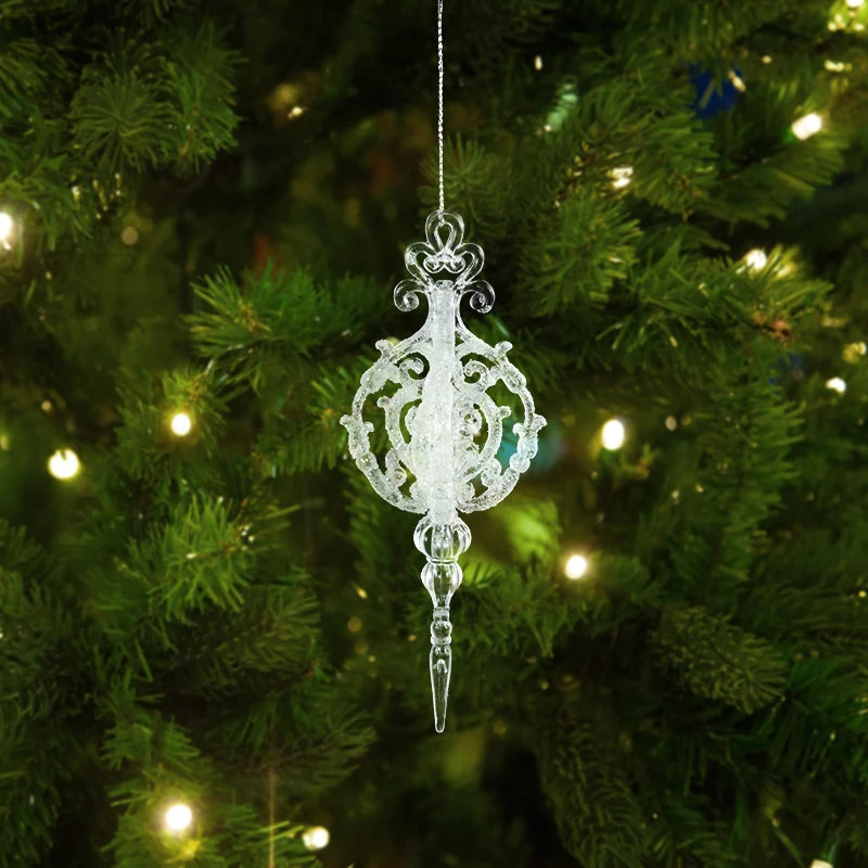 Xmas Tree Transparent Snowflake Hanging Ornaments Acrylic Pendant 2025 Christmas Decoration for Home Navidad Gifts New Year 2026