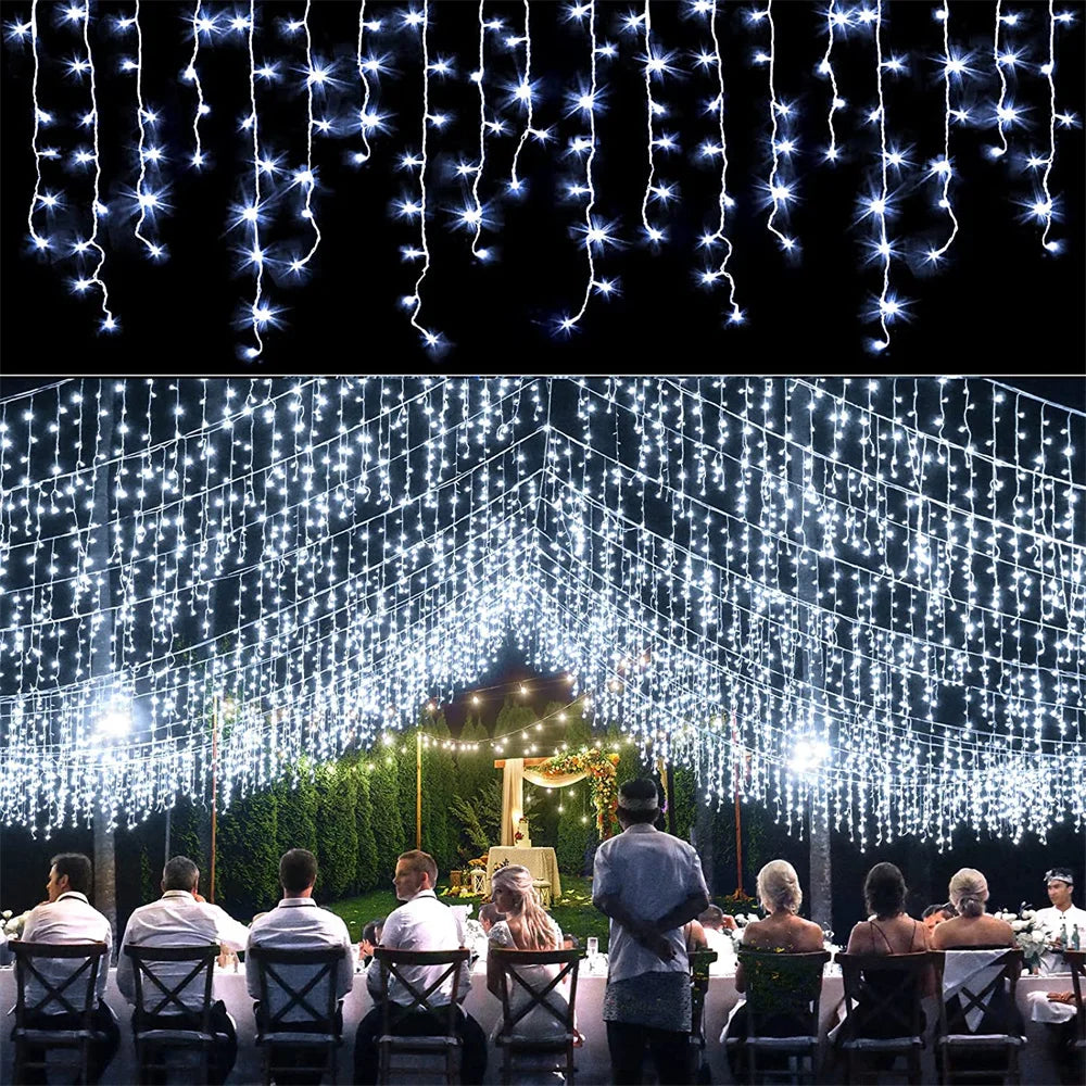 4M LED Curtain Icicle String lights Christmas Garland Faiy Light Droop 0.4-0.6m Xmas Garden Street Outdoor Decorative Lighting