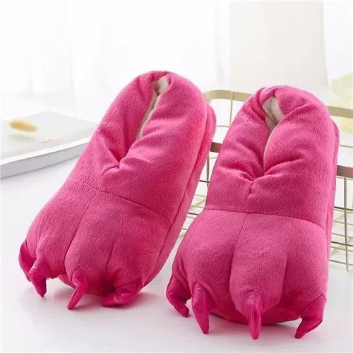 Winter Soft Warm Monster Dinosaur Paw Funny Slippers for Men Women Kids Parent-child Home House Slipper Shoes Room Cotton Shoes