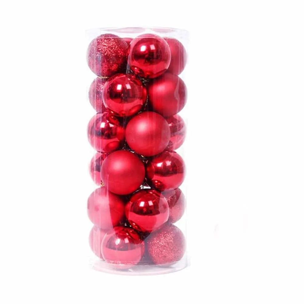 24Pcs 3/5CM Christmas Balls Plastic Reusable Christmas Tree Ornaments New Year Decor Shatterproof Xmas Tree Baubles Home Party