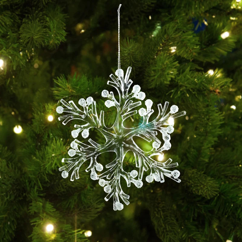 Xmas Tree Transparent Snowflake Hanging Ornaments Acrylic Pendant 2025 Christmas Decoration for Home Navidad Gifts New Year 2026