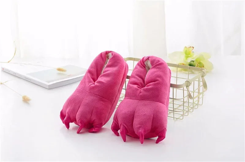 Winter Soft Warm Monster Dinosaur Paw Funny Slippers for Men Women Kids Parent-child Home House Slipper Shoes Room Cotton Shoes