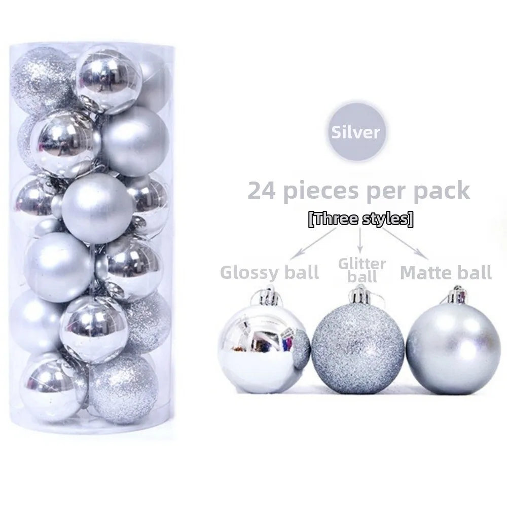 24Pcs 3/5CM Christmas Balls Plastic Reusable Christmas Tree Ornaments New Year Decor Shatterproof Xmas Tree Baubles Home Party