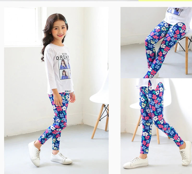 Girls Leggings 2024 Spring and Autumn Thin Children's Stretch Printed Pants Korean Fashion Children Pants Summer Clothing 2-12Y