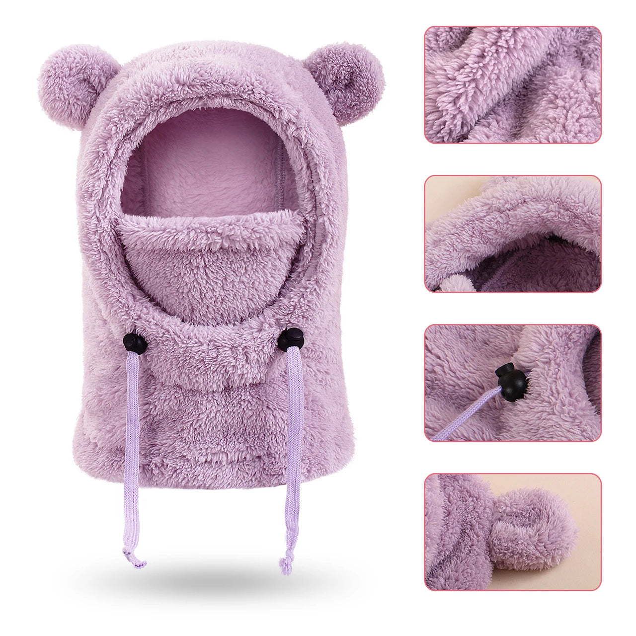 Face Cover Helmet Cap For Children Cold-proof Warm Balaclava Hat Ski Children Thermal Headgear Kids Plush Scarf One Piece Beanie