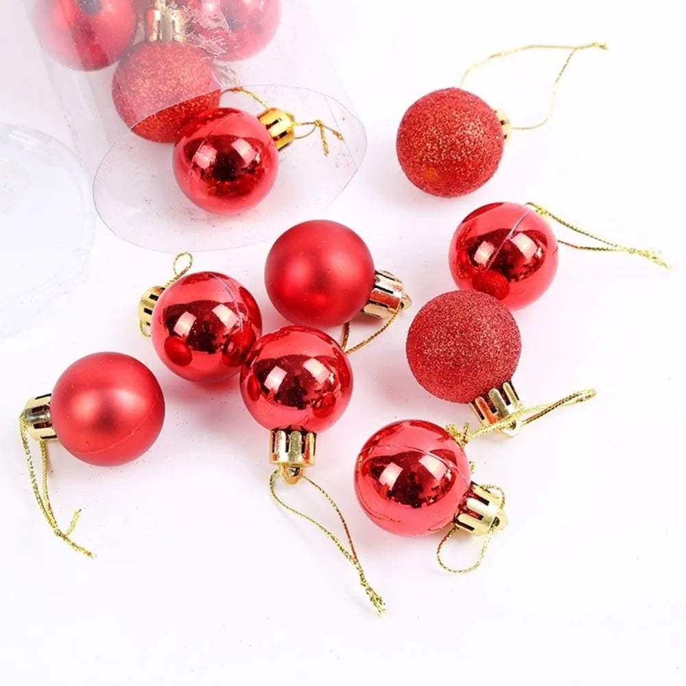 24Pcs 3/5CM Christmas Balls Plastic Reusable Christmas Tree Ornaments New Year Decor Shatterproof Xmas Tree Baubles Home Party