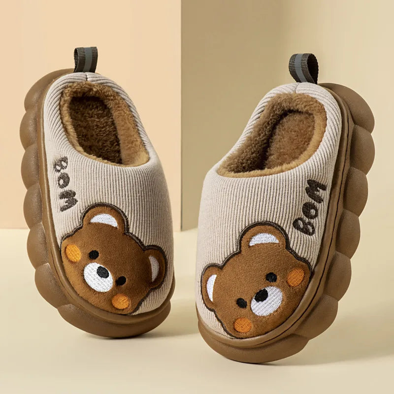 Autumn Winter Children Cotton Slippers Boys Toddler Indoor Anti Slip Warm Home Slipper Kids Girls Baby Cute Cartoon Plush Shoes