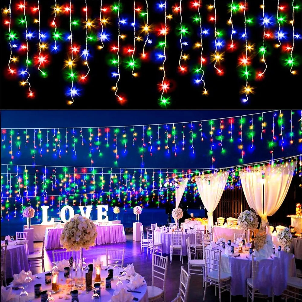 4M LED Curtain Icicle String lights Christmas Garland Faiy Light Droop 0.4-0.6m Xmas Garden Street Outdoor Decorative Lighting