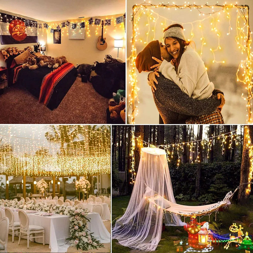 5M Christmas Garland LED Curtain Icicle String Lights Droop 0.4-0.6m AC 220V Garden Street Outdoor Decorative Holiday Light