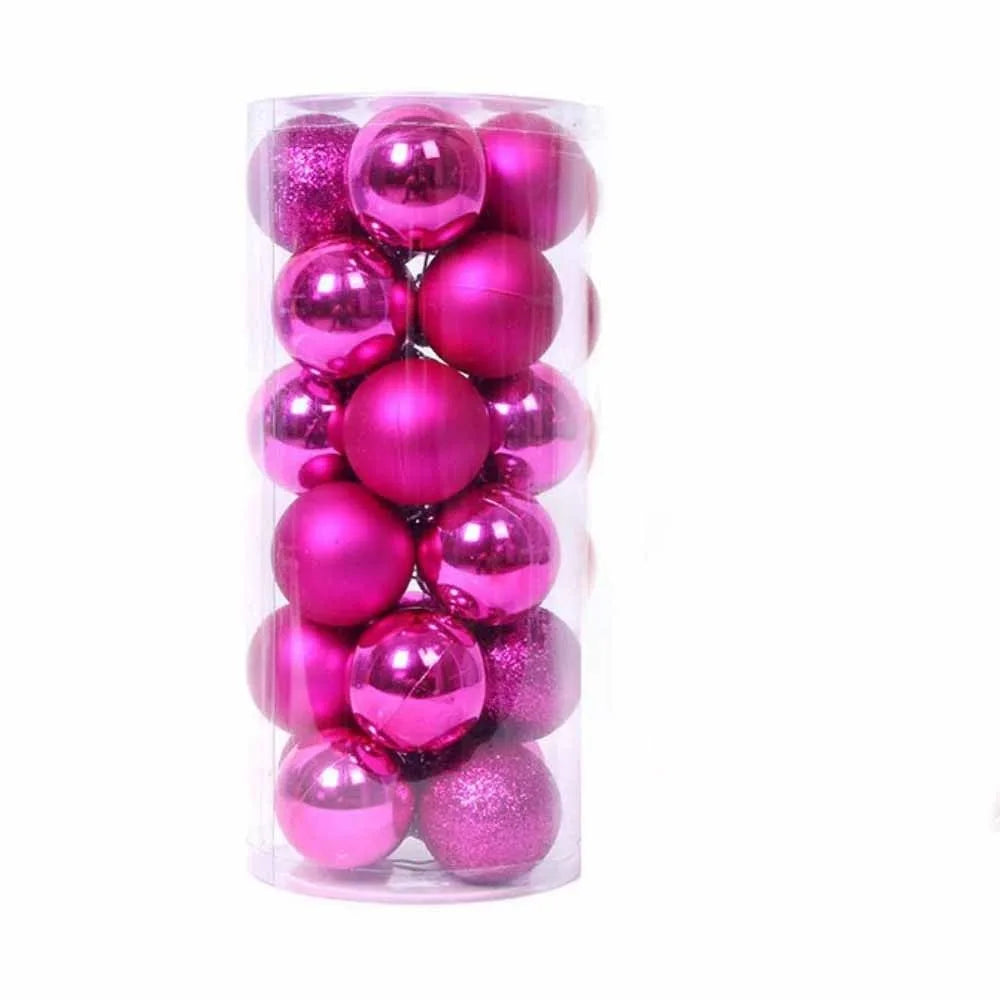 24Pcs 3/5CM Christmas Balls Plastic Reusable Christmas Tree Ornaments New Year Decor Shatterproof Xmas Tree Baubles Home Party