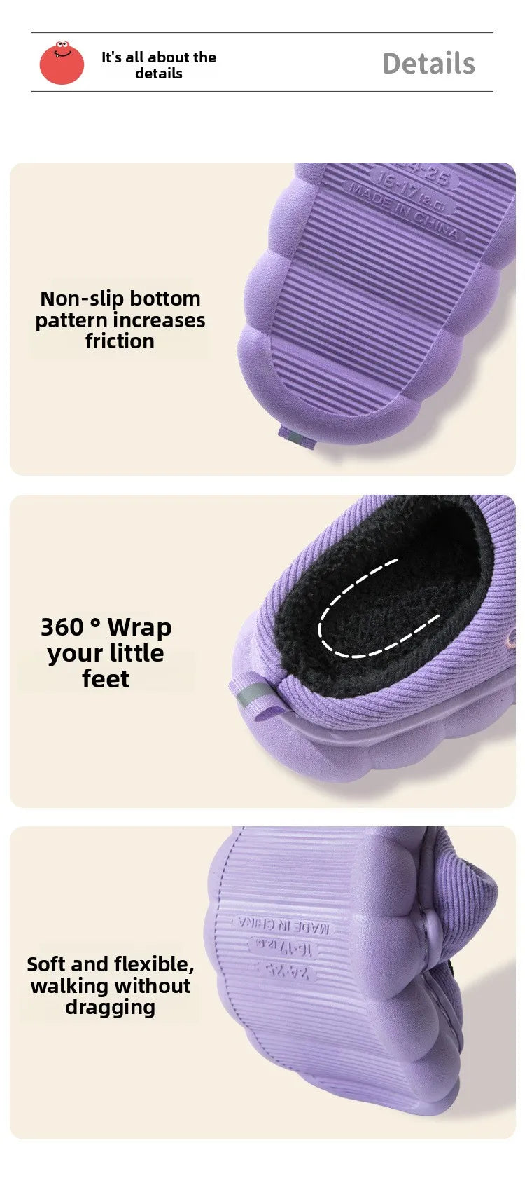 Autumn Winter Children Cotton Slippers Boys Toddler Indoor Anti Slip Warm Home Slipper Kids Girls Baby Cute Cartoon Plush Shoes