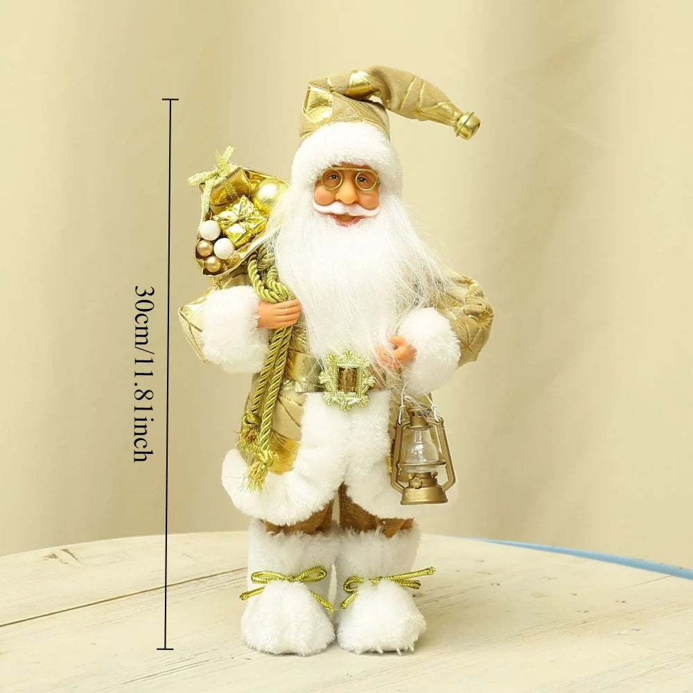 12-inch Cute Santa Claus Statue - Bright Polyester Christmas Decoration for Holiday Parties, Events and Home Displays, with Fest