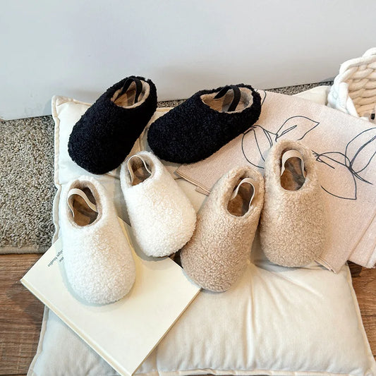 Fashion Girls' Shoes 2025 Autumn New Kids Cotton Shoes Comfort Anti Slip Girls Home Cotton Slippers Simple Child Flats Zapatos