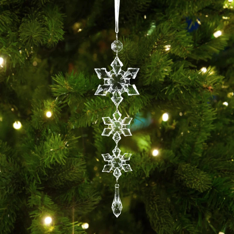 Xmas Tree Transparent Snowflake Hanging Ornaments Acrylic Pendant 2025 Christmas Decoration for Home Navidad Gifts New Year 2026