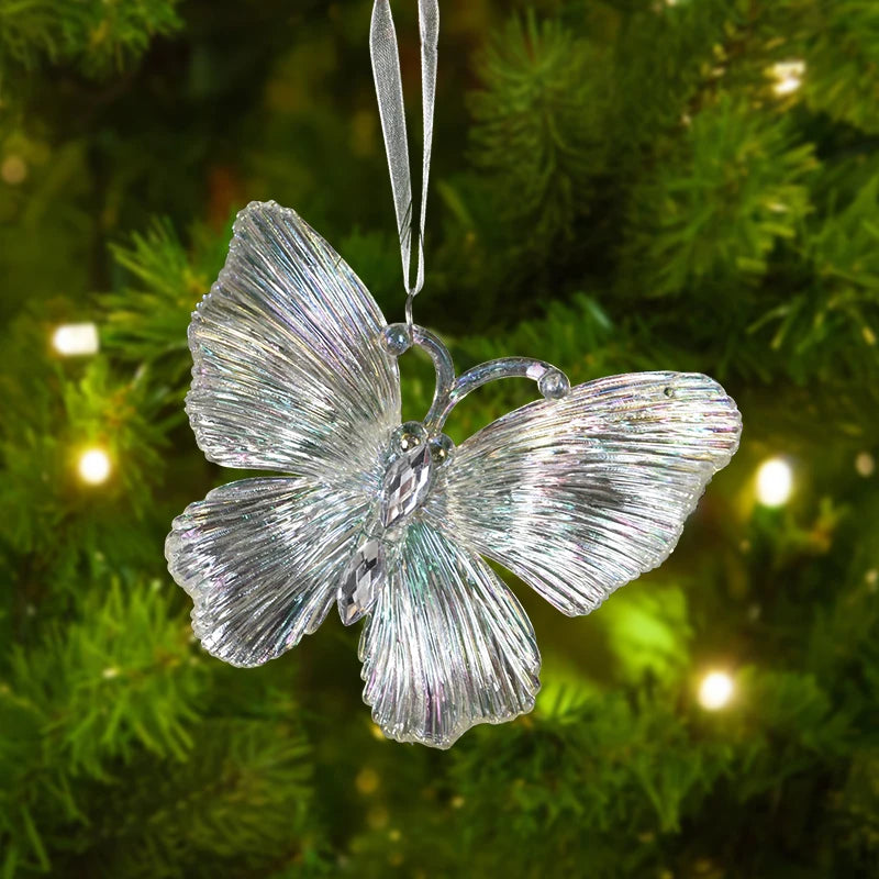 Xmas Tree Transparent Snowflake Hanging Ornaments Acrylic Pendant 2025 Christmas Decoration for Home Navidad Gifts New Year 2026