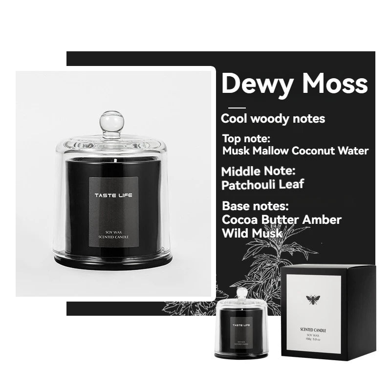 Premium Soy Wax Scented Candles with Glass Cloche, Smokeless Essential Oil Aromatherapy for Home Spa, Gift-Ready Decorative