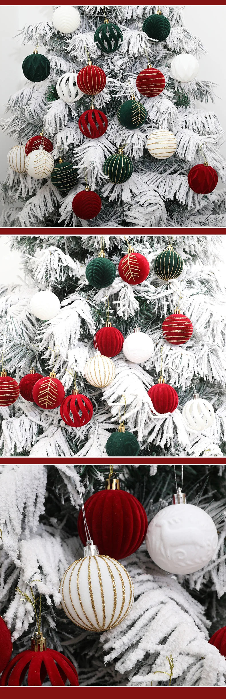 6/12pcs 6cm Wine Red Christmas Ball Ornaments Dark Green White Christmas Tree Party Decoration New Christmas Spheres Pendant