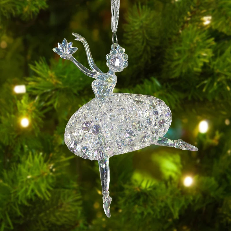 Xmas Tree Transparent Snowflake Hanging Ornaments Acrylic Pendant 2025 Christmas Decoration for Home Navidad Gifts New Year 2026