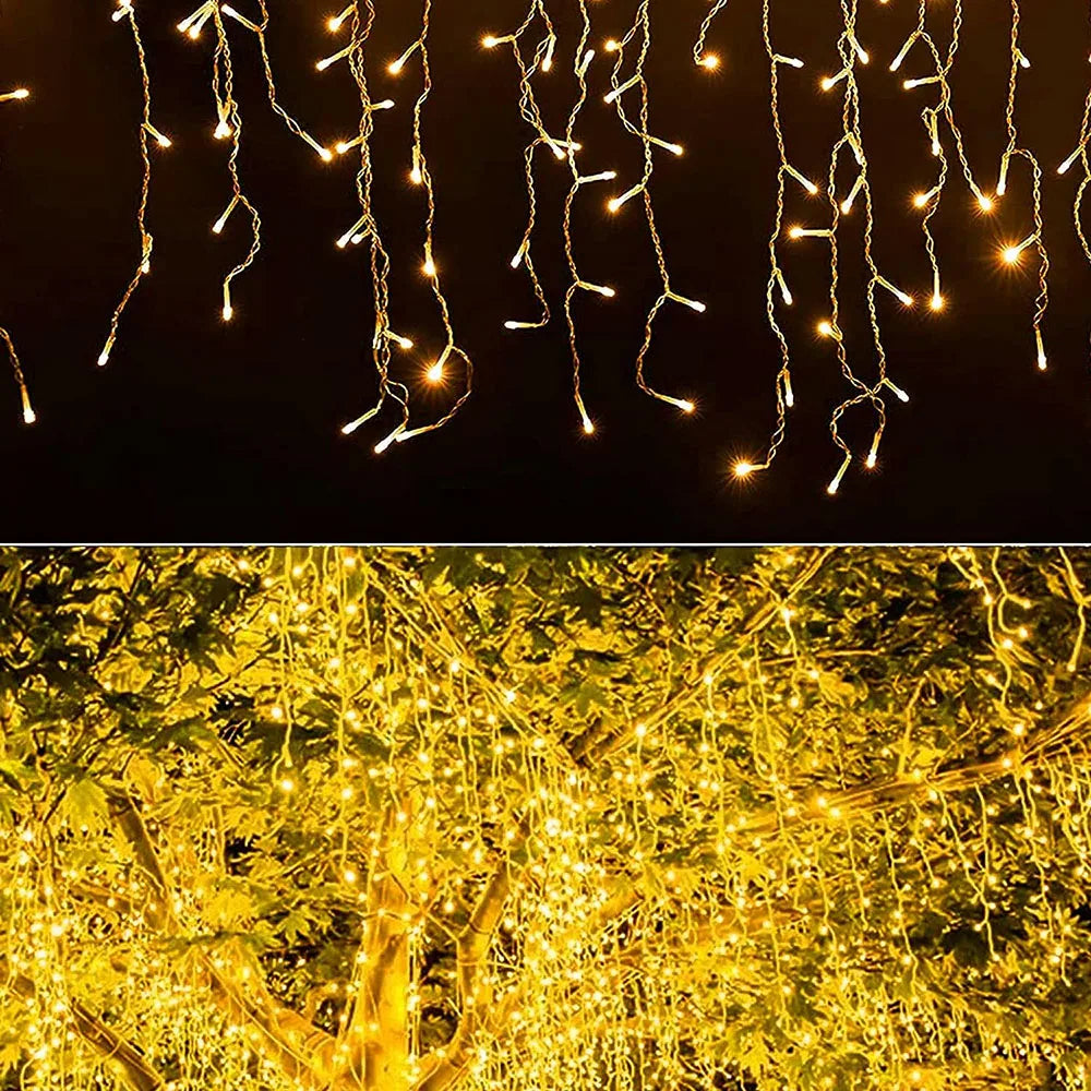 5M Christmas Garland LED Curtain Icicle String Lights Droop 0.4-0.6m AC 220V Garden Street Outdoor Decorative Holiday Light